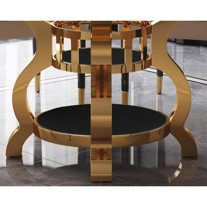 HMR - Round Dining Table with Stainless Steel Pedestal in 51"L, White