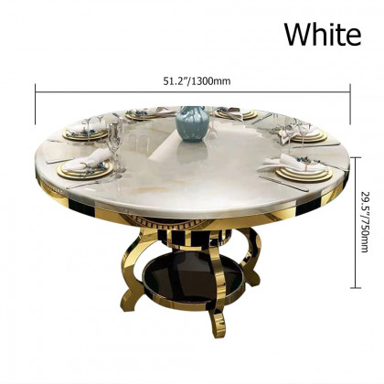 HMR - Round Dining Table with Stainless Steel Pedestal in 51"L, White