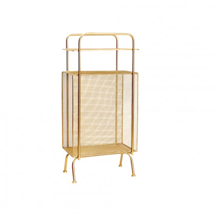 HMR - Mid-Century Rectangular 2-Shelf Bookcase in Gold