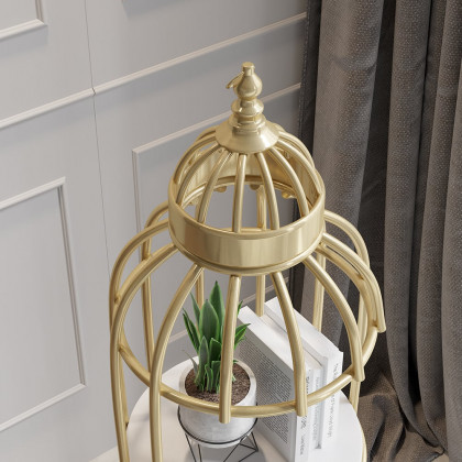 HMR - Bird Cage Shaped Plant Flower Stand in Gold