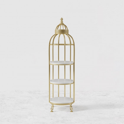 HMR - Bird Cage Shaped Plant Flower Stand in Gold