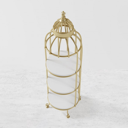 HMR - Bird Cage Shaped Plant Flower Stand in Gold