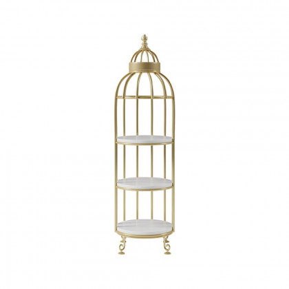 HMR - Bird Cage Shaped Plant Flower Stand in Gold