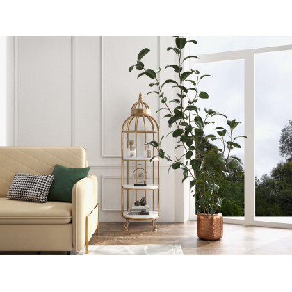 HMR - Bird Cage Shaped Plant Flower Stand in Gold