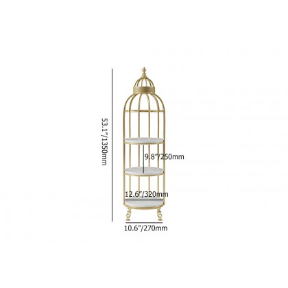 HMR - Bird Cage Shaped Plant Flower Stand in Gold