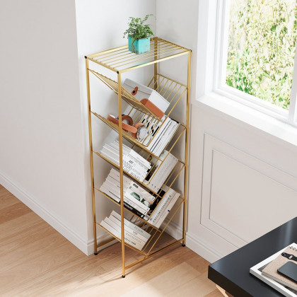 HMR - Mid-Century Rectangular Bookshelf in Gold