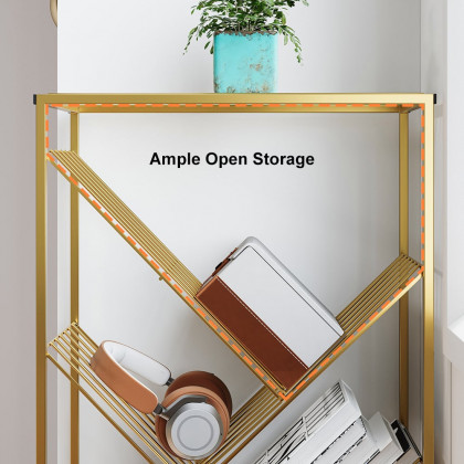 HMR - Mid-Century Rectangular Bookshelf in Gold