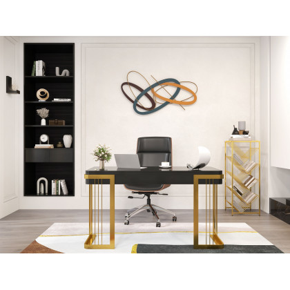 HMR - Mid-Century Rectangular Bookshelf in Gold