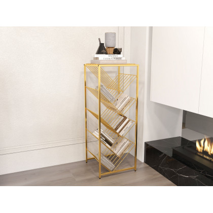 HMR - Mid-Century Rectangular Bookshelf in Gold