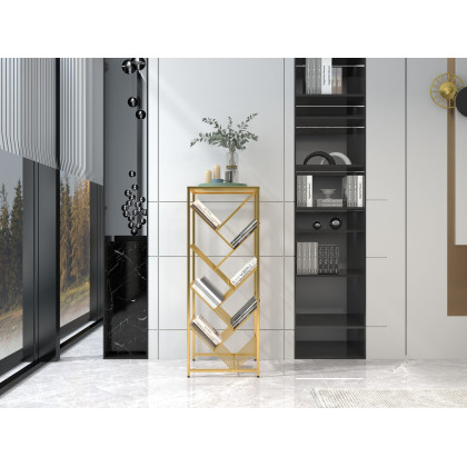 HMR - Mid-Century Rectangular Bookshelf in Gold