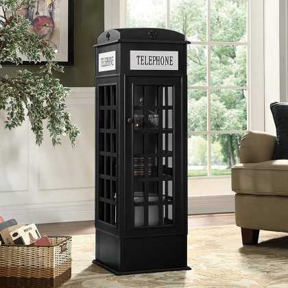 HMR Phone Booth-Shaped Retro Kid's Bookcase - Black