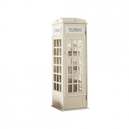 HMR Phone Booth-Shaped Retro Kid's Bookcase - Milky White