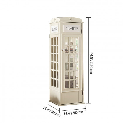 HMR Phone Booth-Shaped Retro Kid's Bookcase - Milky White