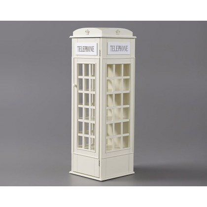 HMR Phone Booth-Shaped Retro Kid's Bookcase - Milky White