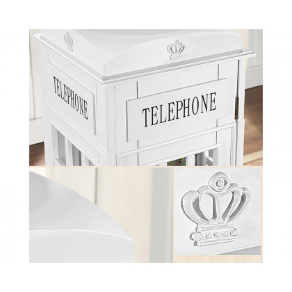 HMR Phone Booth-Shaped Retro Kid's Bookcase - White