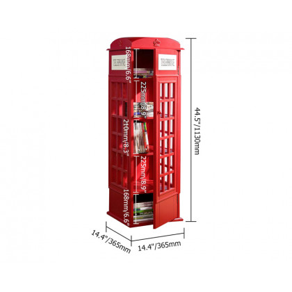 HMR Phone Booth-Shaped Retro Kid's Bookcase - White