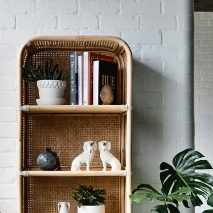 HMR - 59" Rattan Woven 4-Tier Display Bookshelf in Natural