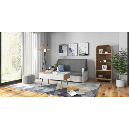 HMR - 59" Rattan Woven 4-Tier Display Bookshelf in Natural