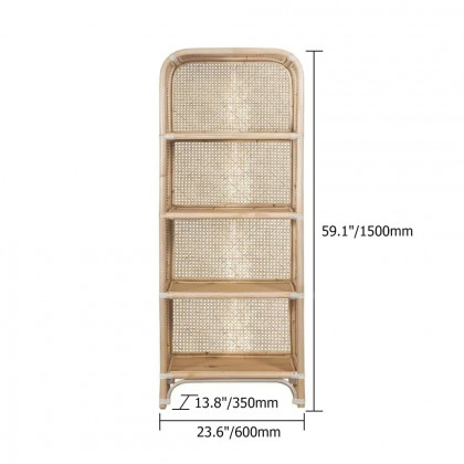 HMR - 59" Rattan Woven 4-Tier Display Bookshelf in Natural