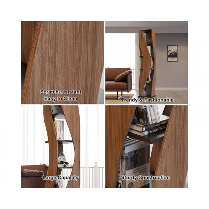 HMR Loft Geometric Narrow Bookshelf - Walnut