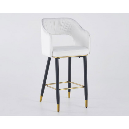 HMR Modern 43" Bar Stools with Velvet Upholstery - White
