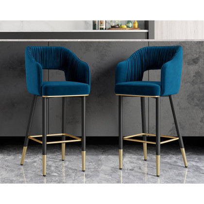 HMR - Modern 43" Bar Stools with Velvet Upholstery