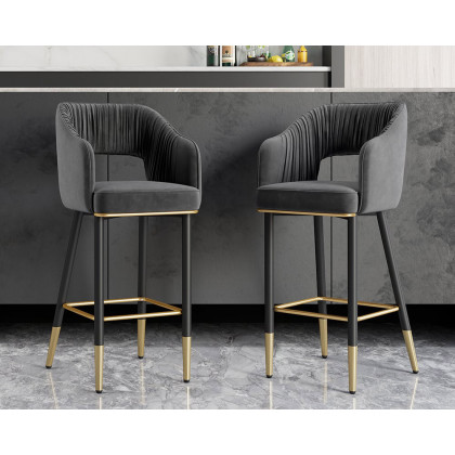 HMR - Modern 43" Bar Stools with Velvet Upholstery