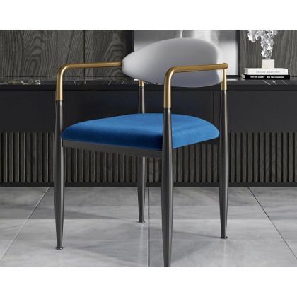 HMR Otrast Series Modern Dining Chairs with PU Leather Upholstery - Blue & White, 2-Pieces