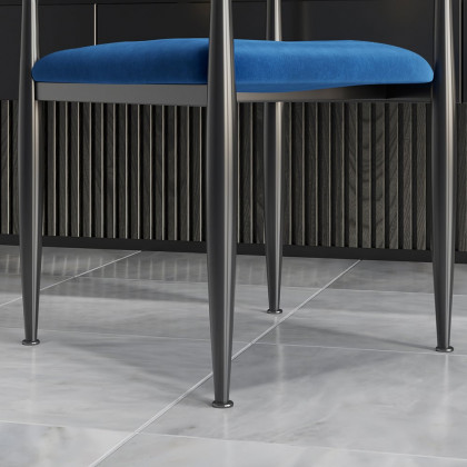 HMR Otrast Series Modern Dining Chairs with PU Leather Upholstery - Blue & White, 2-Pieces