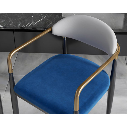 HMR Otrast Series Modern Dining Chairs with PU Leather Upholstery - Blue & White, 2-Pieces