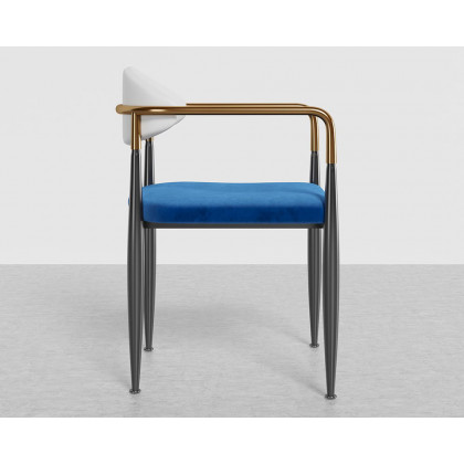 HMR Otrast Series Modern Dining Chairs with PU Leather Upholstery - Blue & White, 2-Pieces