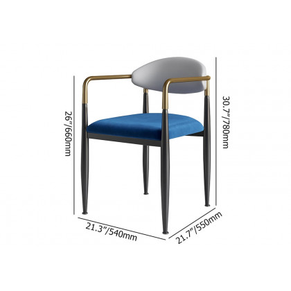 HMR Otrast Series Modern Dining Chairs with PU Leather Upholstery - Blue & White, 2-Pieces