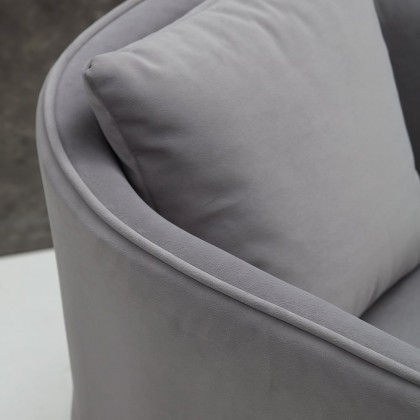 HMR - Velvet Accent Chair with Gold Legs and Pillow in Gray