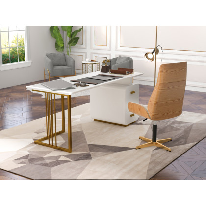 HMR - Velvet Accent Chair with Gold Legs and Pillow in Gray