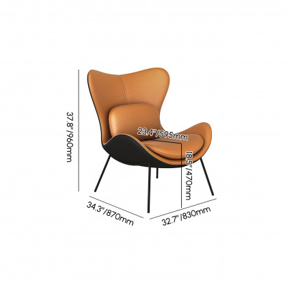 HMR - Accent Chair PU Leather Upholstery with Pillow in Orange and Black