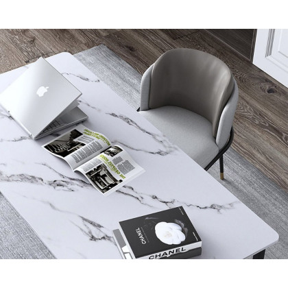 HMR Modern Dining Chairs with PU Leather and Linen Upholstery (Set of 2) - Gray