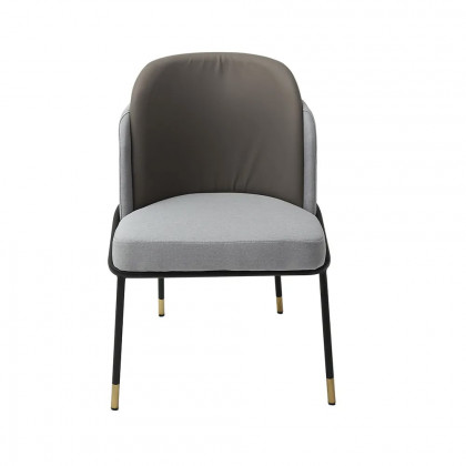 HMR Modern Dining Chairs with PU Leather and Linen Upholstery (Set of 2) - Gray