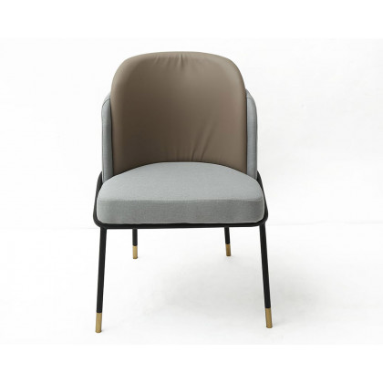 HMR Modern Dining Chairs with PU Leather and Linen Upholstery (Set of 2) - Gray
