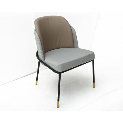 HMR Modern Dining Chairs with PU Leather and Linen Upholstery (Set of 2) - Gray