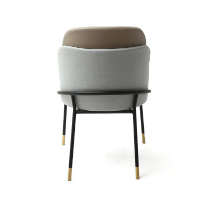 HMR Modern Dining Chairs with PU Leather and Linen Upholstery (Set of 2) - Gray