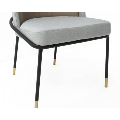 HMR Modern Dining Chairs with PU Leather and Linen Upholstery (Set of 2) - Gray