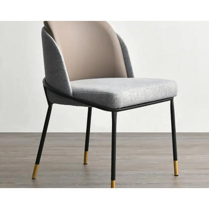 HMR Modern Dining Chairs with PU Leather and Linen Upholstery (Set of 2) - Khaki