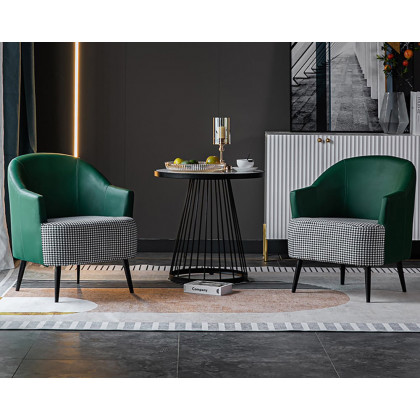 HMR Modern Houndstooth Accent Chair with Linen Upholstery - Green