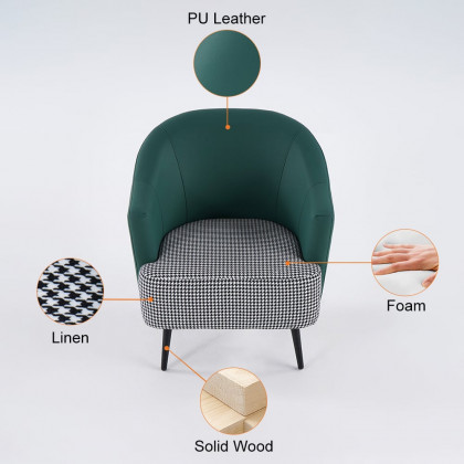 HMR Modern Houndstooth Accent Chair with Linen Upholstery - Green