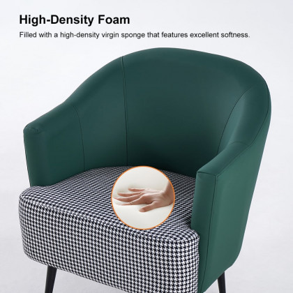 HMR Modern Houndstooth Accent Chair with Linen Upholstery - Green