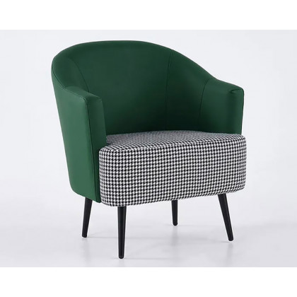 HMR Modern Houndstooth Accent Chair with Linen Upholstery - Green