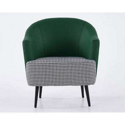 HMR Modern Houndstooth Accent Chair with Linen Upholstery - Green