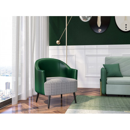 HMR Modern Houndstooth Accent Chair with Linen Upholstery - Green