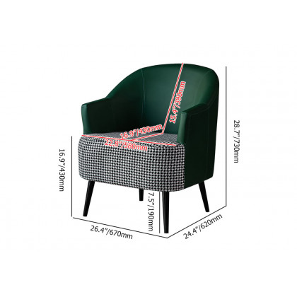 HMR Modern Houndstooth Accent Chair with Linen Upholstery - Green
