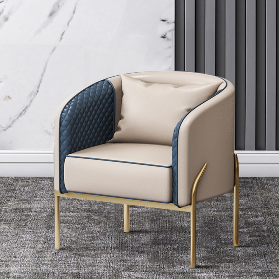 HMR - Accent Chair Tufted Upholstered PU Leather in Gold